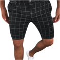 thumbnail image 3 of AXXD Mens Shorts Casual Black Summer Dress Pants Plaid Flat-Front Skinny Business Pencil Bermuda with Pocket Clearance, 3 of 5