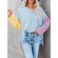 thumbnail image 3 of Suéter Pink Queen Fall 2024 Trendy Batwing Loose Blue para mujer, 3 of 6