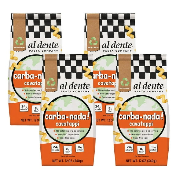 Al Dente Carba-Nada Cavatappi – Low Carb, High Protein, Keto And Point-Based Diets-Friendly, Artisanal, Best Tasting Pasta Noodles, Cage-Free Eggs, and Non-GMO, 12oz Bags (Pack Of 4)