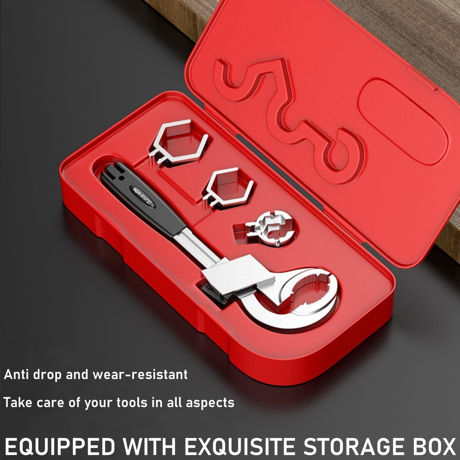 MKEUDQ-Stubby Adjustable Wrench with 45MM Wide Jaw Opening for Plumbing Automotive and Industry Tight Spaces Work (Aluminum)