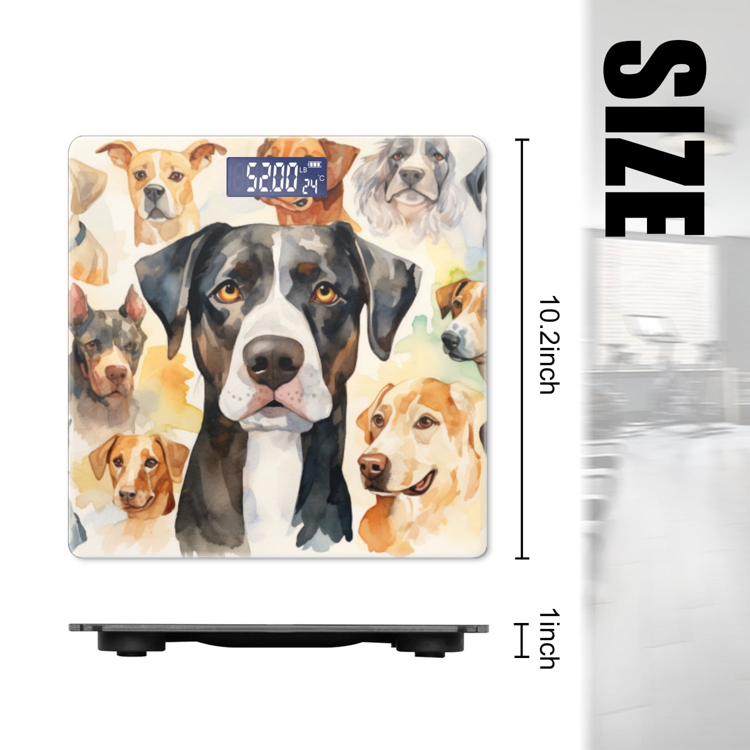 Bathroom Scale, Highly Accurate Digital Body Scale,Precisely Measures Weight up to 400 lbs-Bunch Of Dogs Of Different Colors