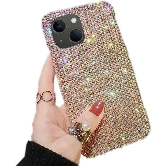 Compatible with iPhone 14 Case Luxury Bling Rhinestone Glitter Phone Case for Women Girls Rhinestone Diamond Cute Pretty Luxury Fashion Gems Bumper Case Cover for iPhone 14 6.1 Inch