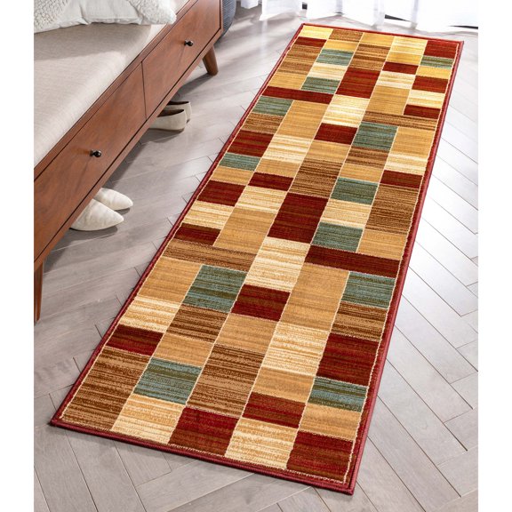 Well Woven Barclay Eslem Modern Geometric Red 2'3" x 7'3" Runner Rug