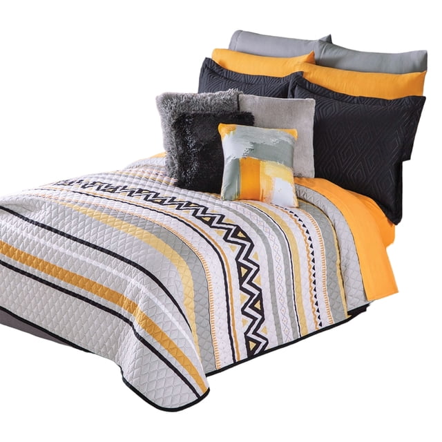 Edredón Colchas Concord Neo Azpen Amarillo Gris Individual