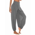 thumbnail image 3 of High Slit Harem Pants Women Hippie Harem Pants Trousers Light Gray S, 3 of 7