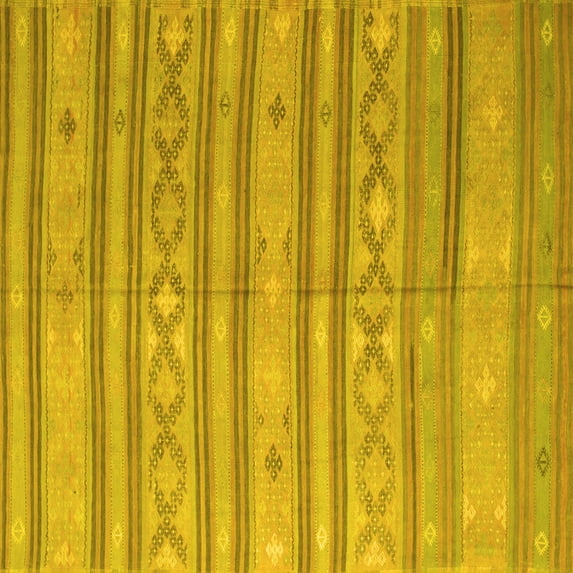 Ahgly Company Indoor Square Abstract Yellow Contemporary Area Rugs, 5' Square