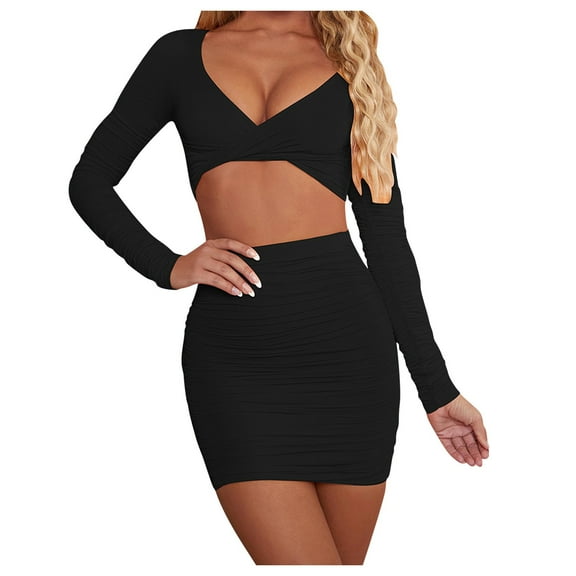 LLYwey s Fall Long Dresses for Women 2024 Color V-Neck Package Buttocks Tight Suit Dress New Cocktail Dresses Black Xl