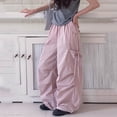 thumbnail image 2 of CONROSES Girls Baggy Cargo Pants Wide Leg Outdoor Hiking Pants for Girls Trendy Solid Elastic Waist Drawstring Athletic Jogger Pants With Pockets, 2 of 4