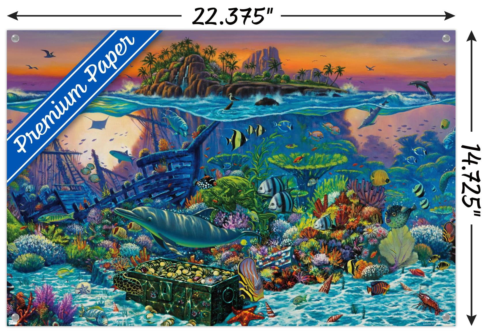 Wil Cormier - Coral Reef Wall Poster with Pushpins, 14.725" x 22.375"