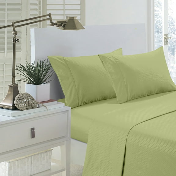 Pentagon Collection 1800 Series Wrinkle Resistant Embossed Sheet Set (California King, Sage)