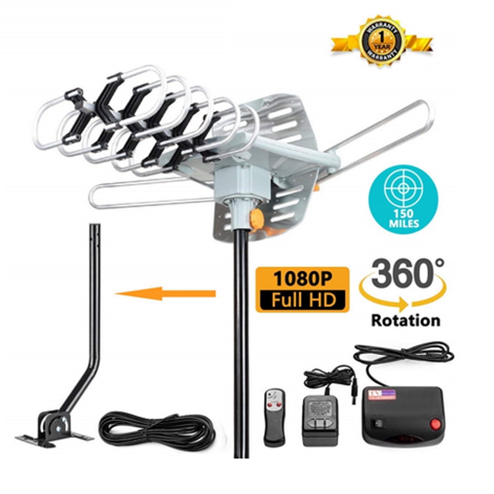 HDTV Antenna Amplified Digital Outdoor Antenna with Mounting Pole