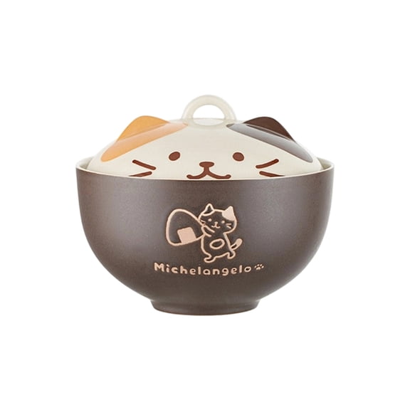 lanema Heat Resistant Safe Ceramic Covered Soup Bowl Cartoon Tableware with Lid