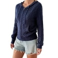 thumbnail image 1 of Suéteres de Punto para Mujer, Suéteres de Larga con Cuello en V, Camisetas Casuales, Conjuntos de Moda de Otoño. Azul Marino XL, 1 of 7