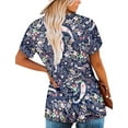 thumbnail image 5 of KISSMODA Womens T Shirts Short Sleeve Pleated Floral Tunic Tops Dressy Casual Crew Neck Summer Boho Tops Blouses, 5 of 5