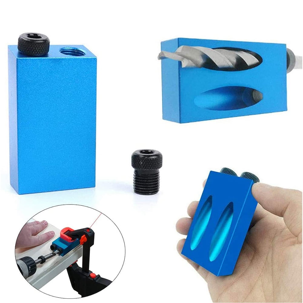 15 Degree Pocket Hole Screw Jig 56pcs Adjustable Woodworking Oblique Hole Locator Angle Drilling Guide Angle Tool Kit 6/8/10mm Holes