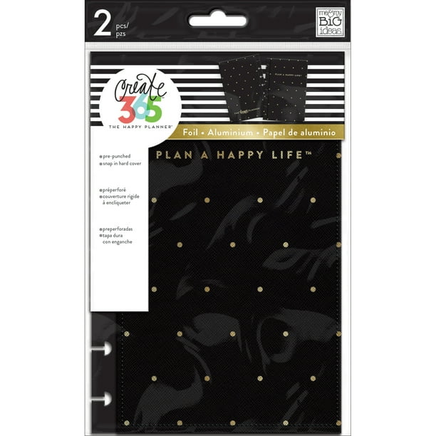 Happy Planner Mini SnapIn Hard Planner Cover 7.5"x5.5"Black W/Gold