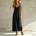 thumbnail image 5 of Drses Women's Solid Color Spaghetti Strap Maxi Sundress, V Neck Backless Sleeveless Cami Long House Lounge Dress Loose Fit Flowy Casual Comfy Summer Indoor Beach Vacation Outfits, 5 of 5