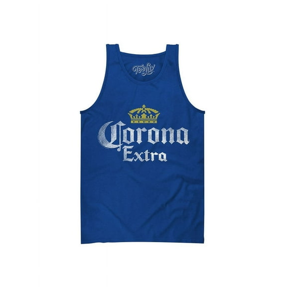 Tee Luv Men's Faded Corona Extra Crown Logo Beer Tank Top (M)