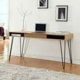thumbnail image 3 of Proman Products Writing Desk with Metal Legs in Oak and Black, 3 of 5