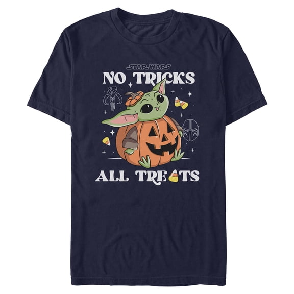 Mens Star Wars: The Mandalorian Grogu No Tricks All Treats T Shirt