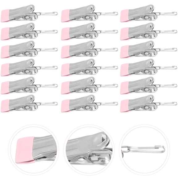 SEWCHICS Clothes Line Clip Clothespins Pink PVC 20pcs for Travel