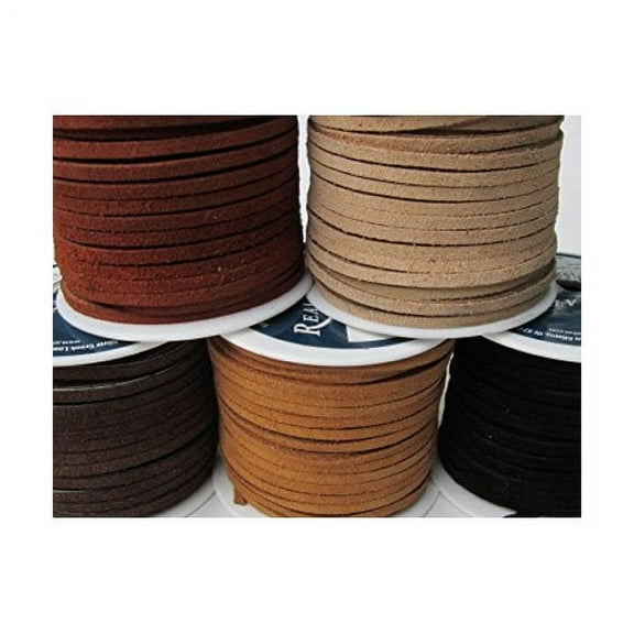 Lace Lacing Leather Suede Earthtone Assortment Craft Kit; 10 Yards (5 colors, 2 Yards of each)