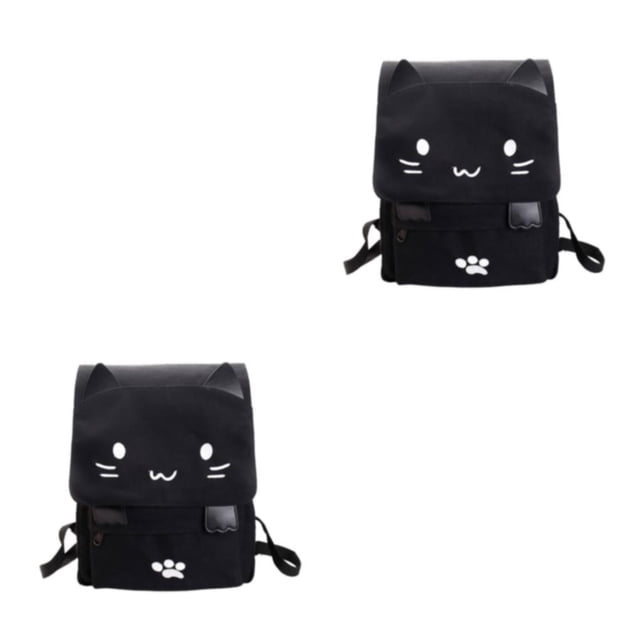 Transemion Men S Backpack Rugged And Durable Construction Travel Fun Canvas Backpack White-Cat 2Set
