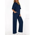thumbnail image 5 of PRETTYGARDEN Women's Summer 2 Piece Lounge Set Short Sleeve Tops Wide Leg Pants Spring Vacation Travel Outfits Clothes, 5 of 10