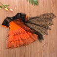 thumbnail image 3 of Qiylii Girls Halloween Dress Spider Mesh Tutu Crew Neck Short Sleeve Dress, 3 of 6
