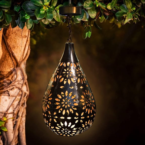 TeashCHAT Solar Outdoor Courtyard Light Iron Pendant Light Light Fence LED Pendant Projection Light,Home Decor Collection