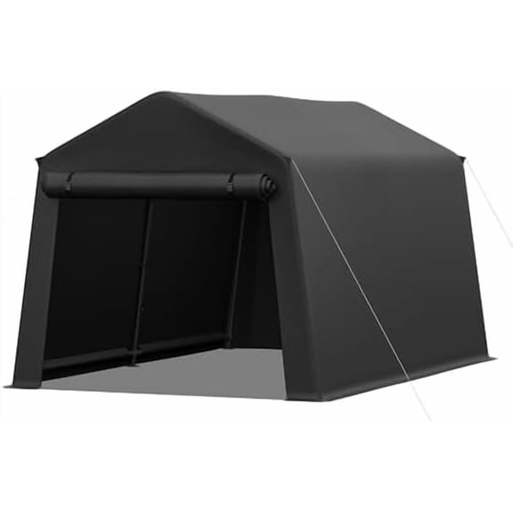 6 x 8 FT Outdoor Portable Storage Shelter Shed with 2 Slide-Open Zippered Entrances & Windows Carport for ATV Waterproof and UV-Blocking Snow-Proof Portable Garage Tent$$Garden & Patio