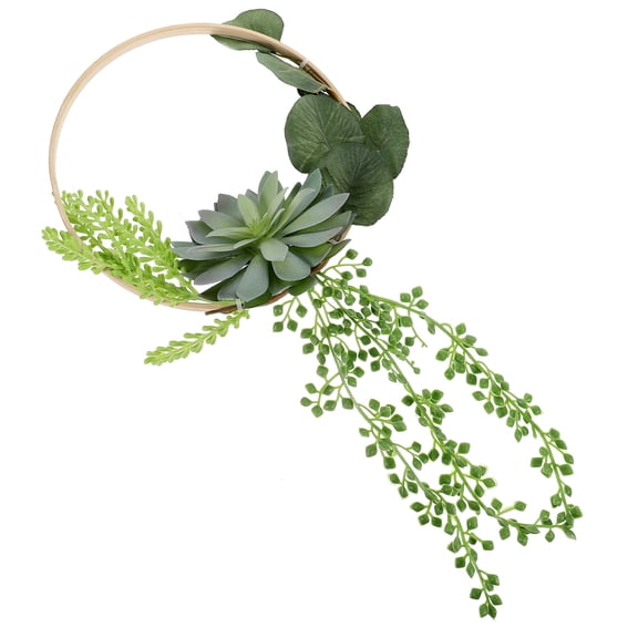 Green Artificial Succulent Wreath for Decor Indoor or Outdoor Use Bamboo and Plastic Material