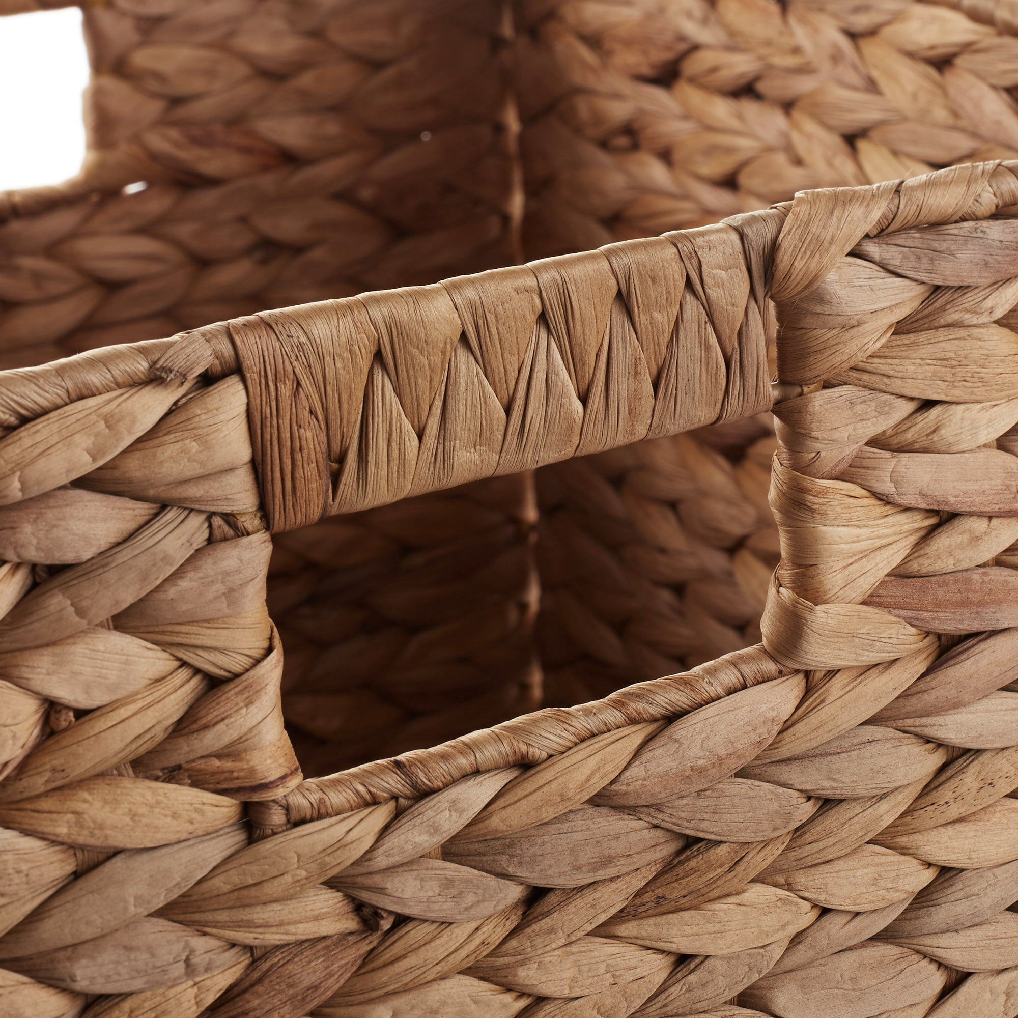 Casafield 13" x 13" Water Hyacinth Storage Baskets, Cinnamon - Set of 6 Collapsible Cubes, Handwoven Organizer BIns for Bathroom, Bedroom, Laundry