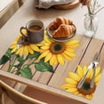 thumbnail image 3 of Sunflower Placemats Set of 6, Rustic Farmhouse Wooden Floral Plant Spring Summer Non-Slip Place Mats Washable Table Mats for Kitchen Dining Table Decorations Indoor/Outdoor, 3 of 9