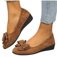 thumbnail image 4 of Viluyesy Ballet Flats for Womens, Round Toe Slip-On Bowknot Solid Color Casual Dressy Office Shoes Brown 8.5, 4 of 7