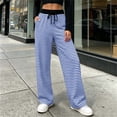 thumbnail image 5 of Tqcoqu Women's 2026 Striped Wide Leg Pants Sweatpants with Pocket, Knit Drawstring Elastic Waist Pj Bottom Casual Pants, Daily Home Wear Fall Outfits,Women's,Size S-XXL, 5 of 8