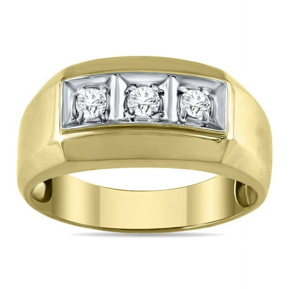 SZUL Women's SZUL 1/4 Carat TW Men's Diamond Ring in 10K Yellow Gold (J-K-L Color, I2-I3 Clarity)