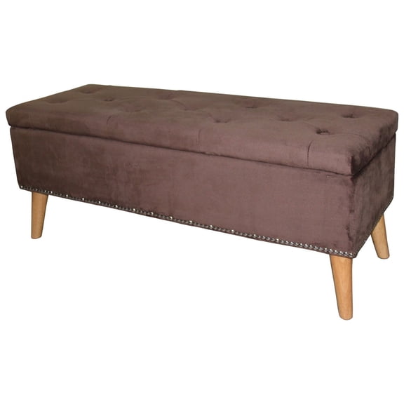 Cozy Brown Suede Storage Bench