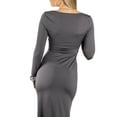 thumbnail image 5 of Jess by Meiko Women's Dress Long Sleeves Square Neck Thumb Hole Bodycon Sculpt Maxi Dress S Grey, 5 of 7