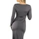 thumbnail image 4 of Jess por Meiko Vestido de Mujer de Manga Larga Cuello Cuadrado con Agujeros para el Pulgar Vestido Bodycon Esculpido Maxi M Gris, 4 of 6