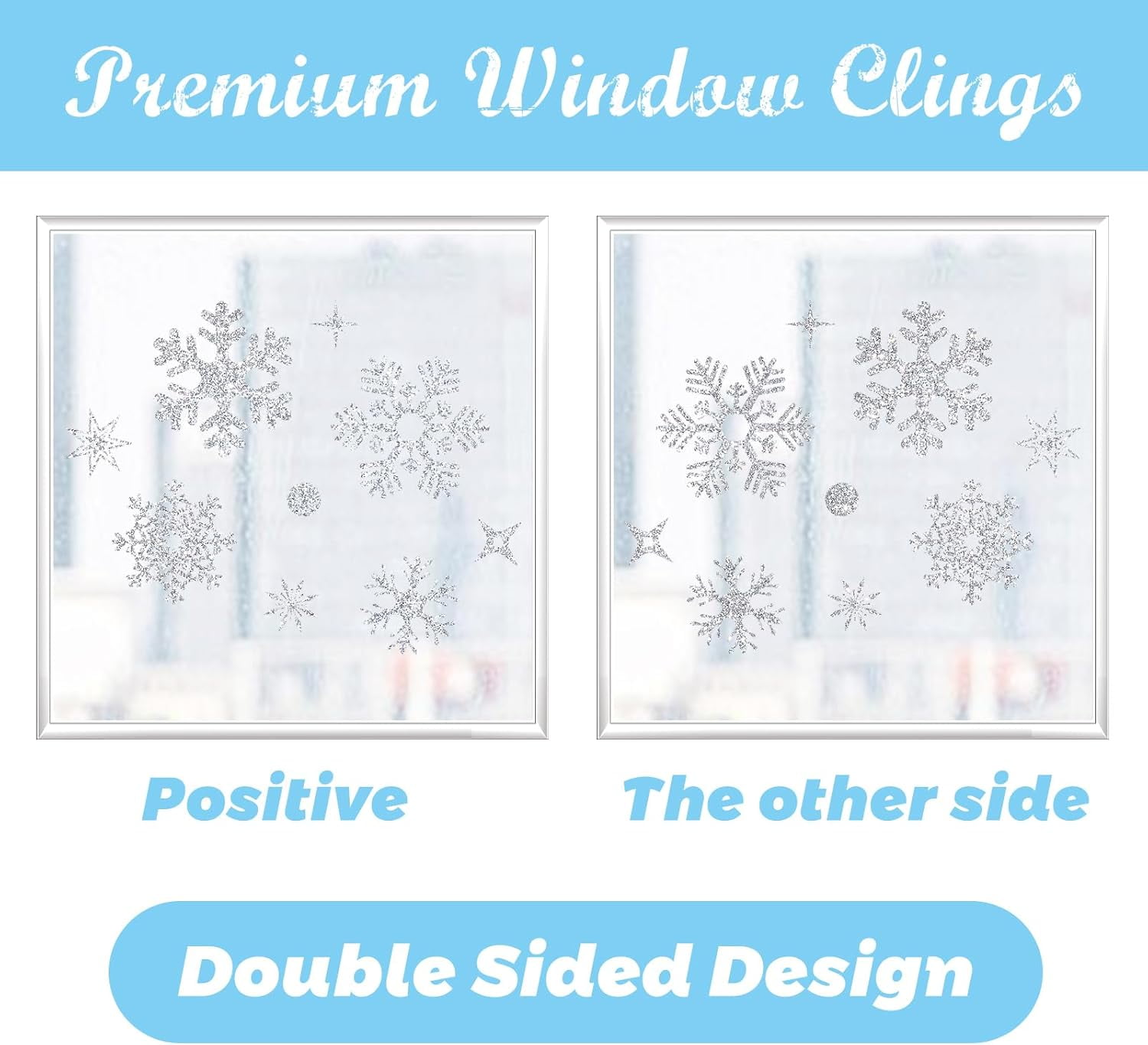 93 PCS Glitter Snowflake Window Stickers Christmas Window Clings, Sparkling Snowflake Window Decals Winter Wonderland Decorations for Home Christmas Party