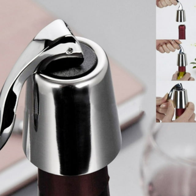Bouchon de Bouteille de Vin Scellant de Bouteille en Acier Inoxydable; Bouchon de Bouteille de Vin; Silicone Réutilisable Étanche Bouteille de Boisson Scellant Vin Frais Épargnant