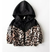 1-7Y Autumn Fashion Infant Kids Baby Girls Jacket Outfits Leopard Print Long Sleeve Zipper Hooded Coat Outfits