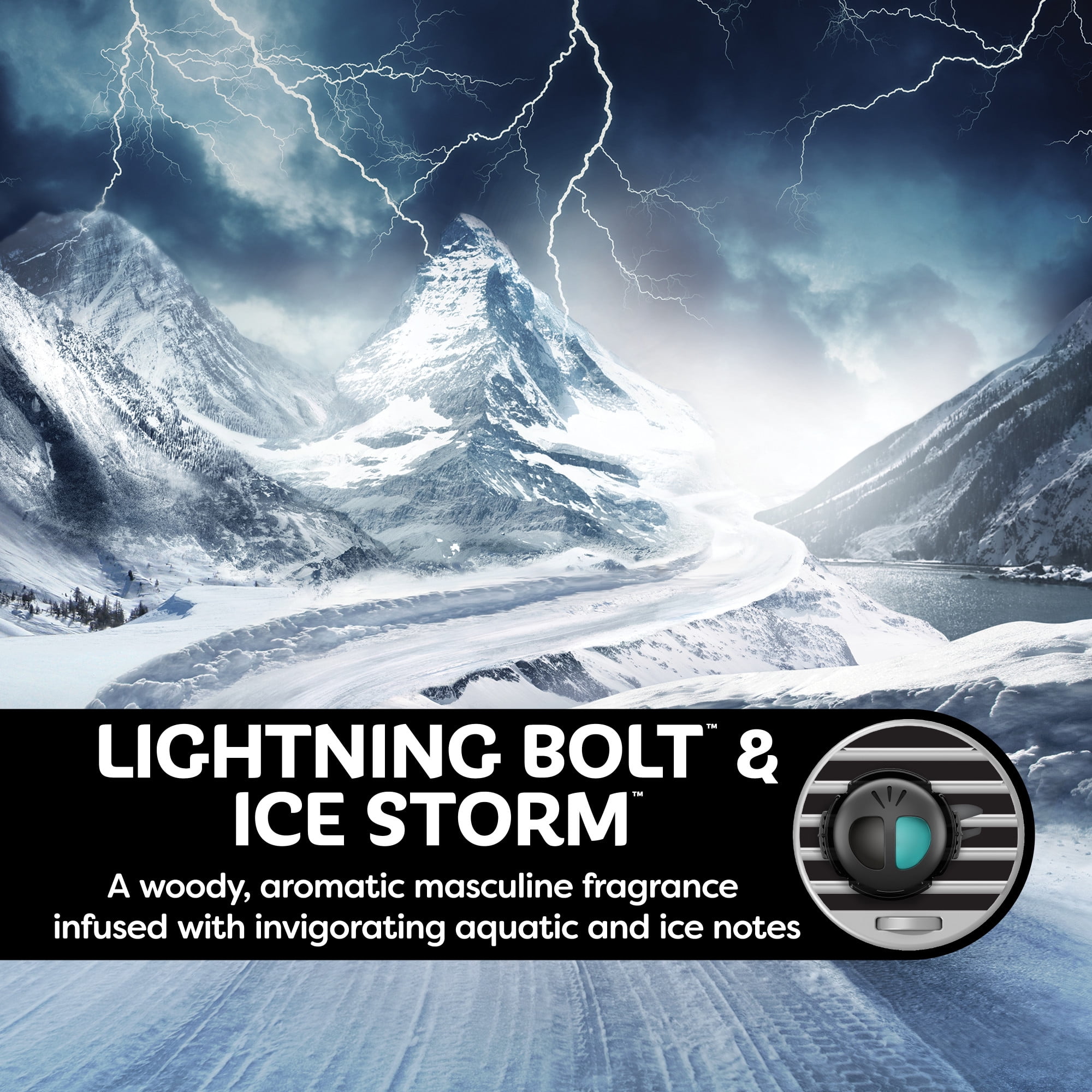(2 pack) Refresh Your Car Mini Diffuser Car Air Fresheners, Lightning Bolt / Ice Storm Scent, 2 Pack