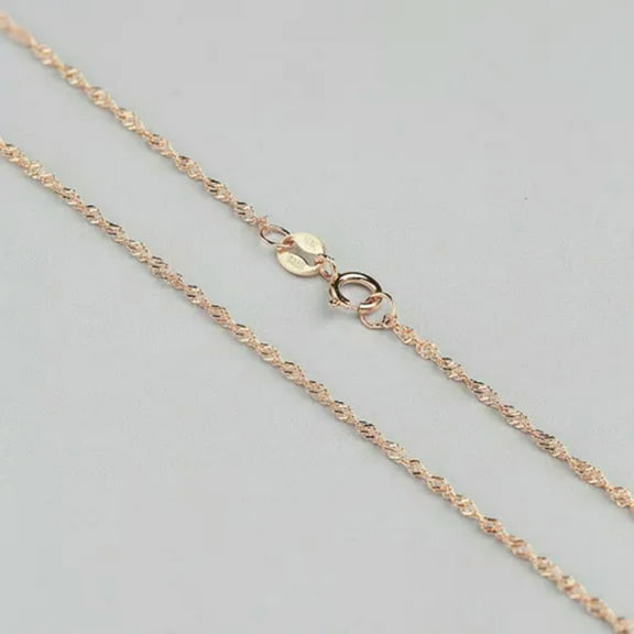 QQTDFG 925 Sterling Silver Singapore Chain 1.0/1.3mm 16"/18"/20"/22"/24" Necklace A2822-1.0mm - 18" - 45cm-Rose gold