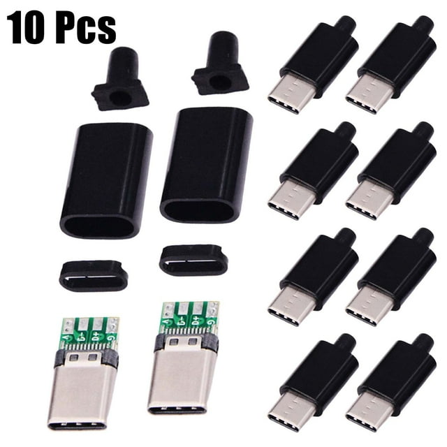 MYG 10pcs USB3.1Type C Mâle Fiche PCB Ligne de Soudage avec Coque Noire Ou Blanche