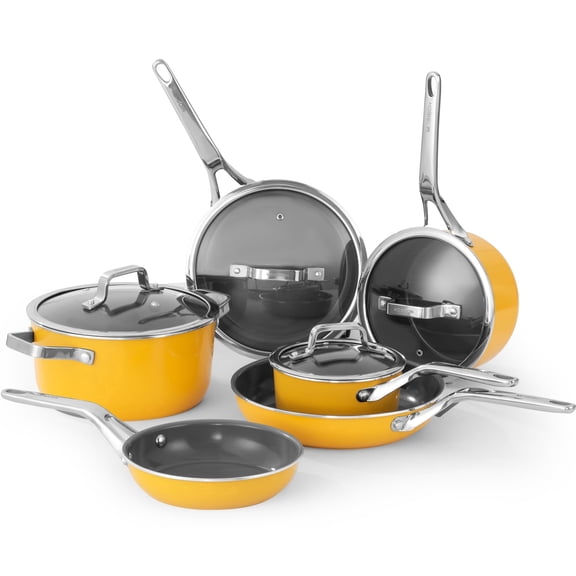 MOSIECH 16-Piece Ceramic Cookware Set, Healthy Nonstick Pots and Pans Set for Family Cooking,Induction Compatible, Dishwasher Safe, Stay-Cool Handles