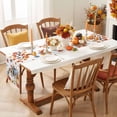 thumbnail image 3 of Orange Blue Pumpkins Fall Table Runner - 90 Inch Long Thanksgiving Branches Leaves Squirrel Cotton and Linen Blended Dress Scarves Farmhouse Table Runner for Kitchen Dining, Coffee Table, 13" x 90", 3 of 8