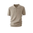 thumbnail image 2 of Polo Shirts for Men Summer Solid Casual Cable Knit Collared Short Sleeve Dress Shirts, 2 of 4