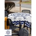 thumbnail image 6 of Square Outdoor Tablecloth with Umbrella Hole Navy Blue Rudder Nautical Outside Table Cloth Waterproof Patio Table Cover Coastal Summer Ocean Zipper Tablecloths for Picnic Party Camping 60x60 Inch, 6 of 8